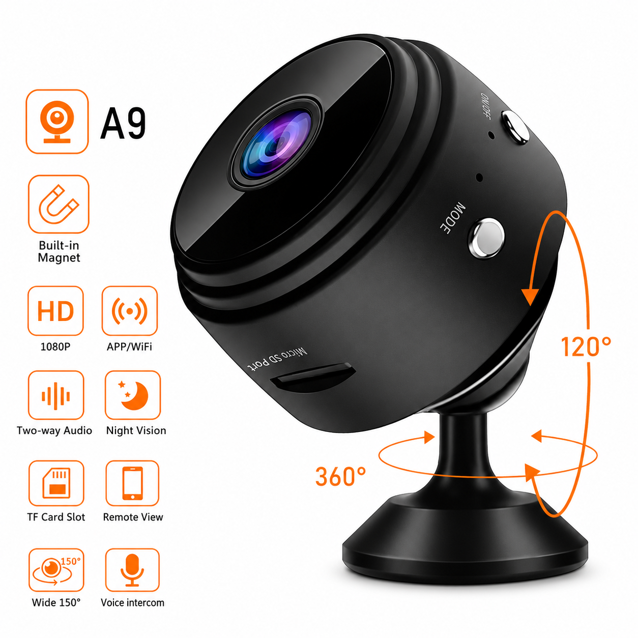 Mini Cámara WiFi A9 HD 1080P