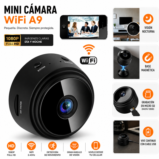 Mini Cámara Espía WiFi A9 HD 1080P
